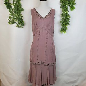 COPY - Mauve beaded embroidered sleeveless flappe…